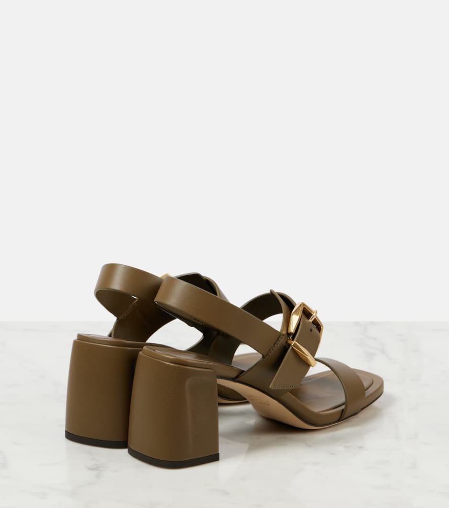 Jimmy Choo Hawke 70 Leather Sandals In Caper Green/gold