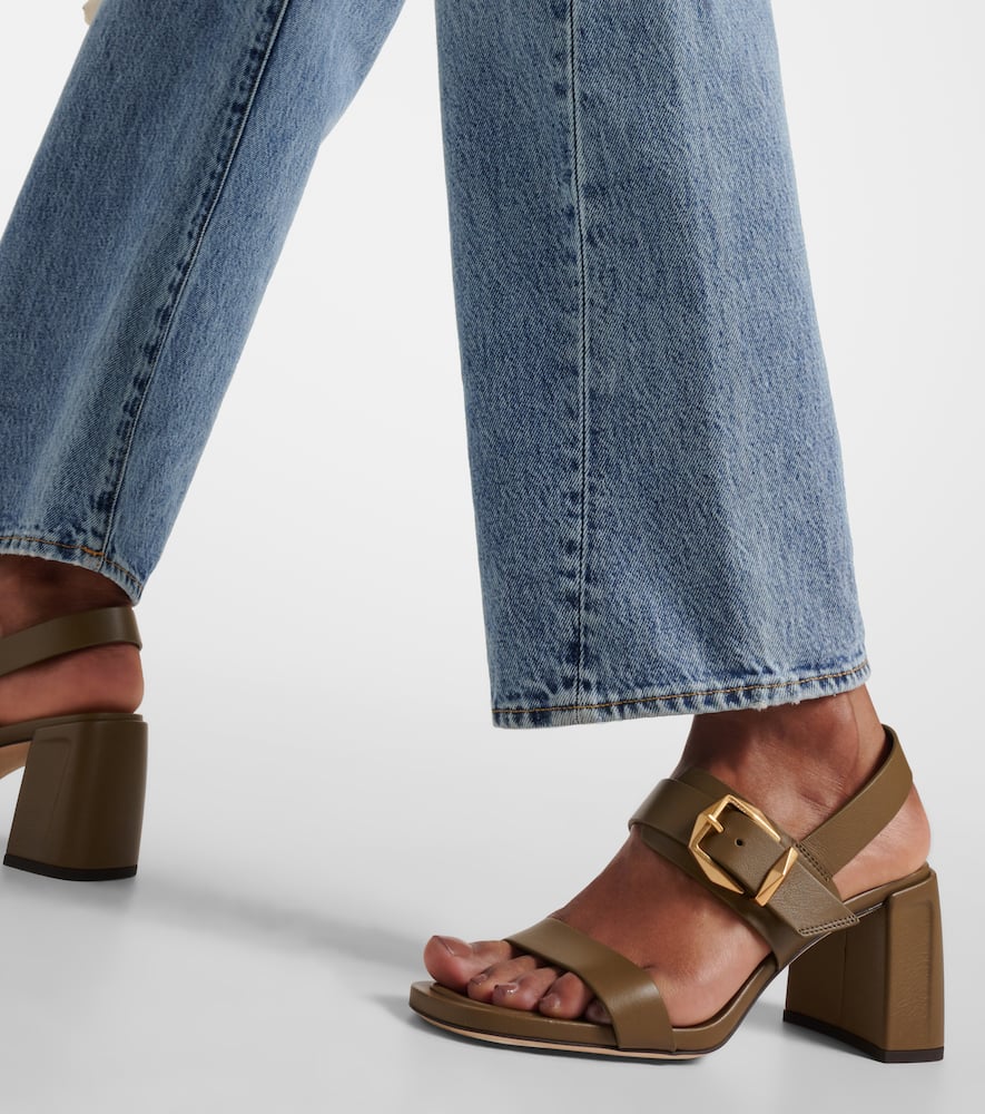 Jimmy Choo Hawke 70 Leather Sandals In Caper Green/gold