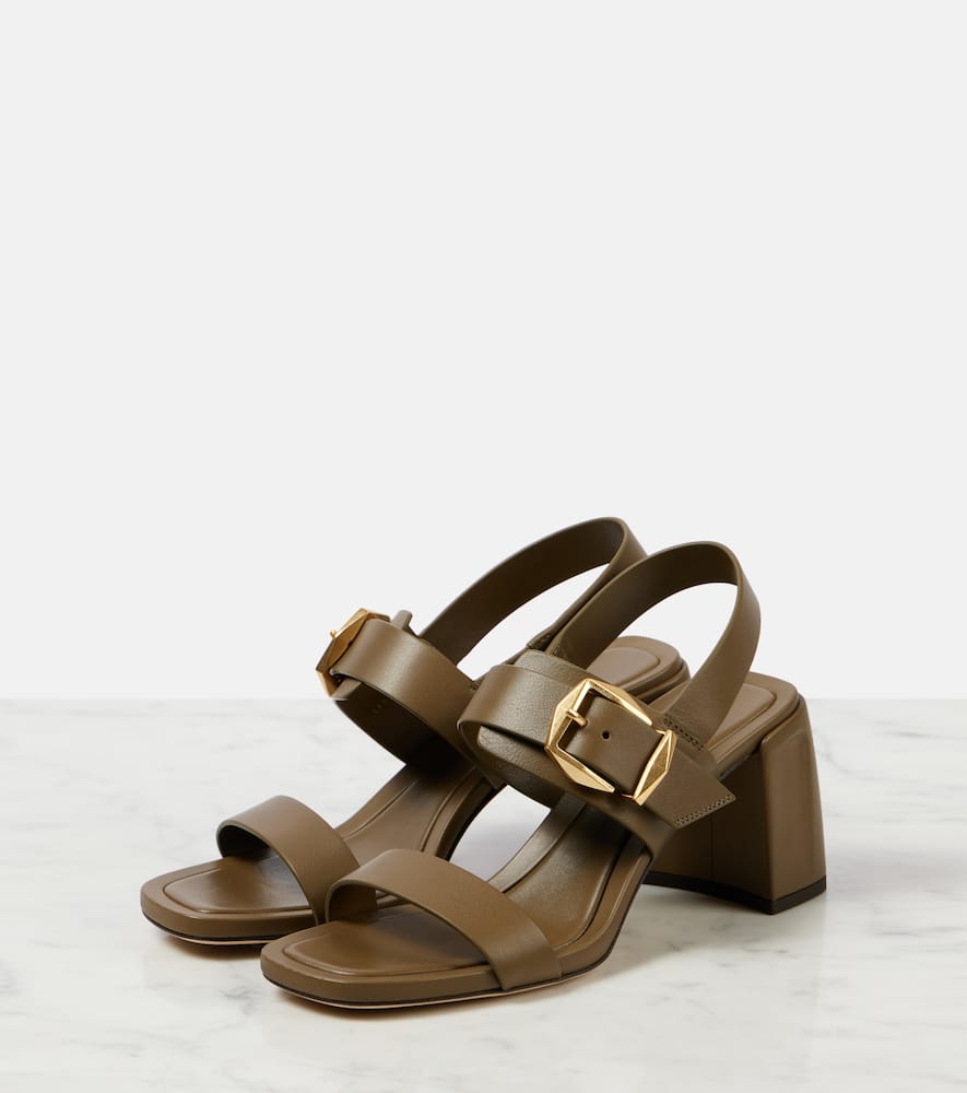 Jimmy Choo Hawke 70 Leather Sandals In Caper Green/gold