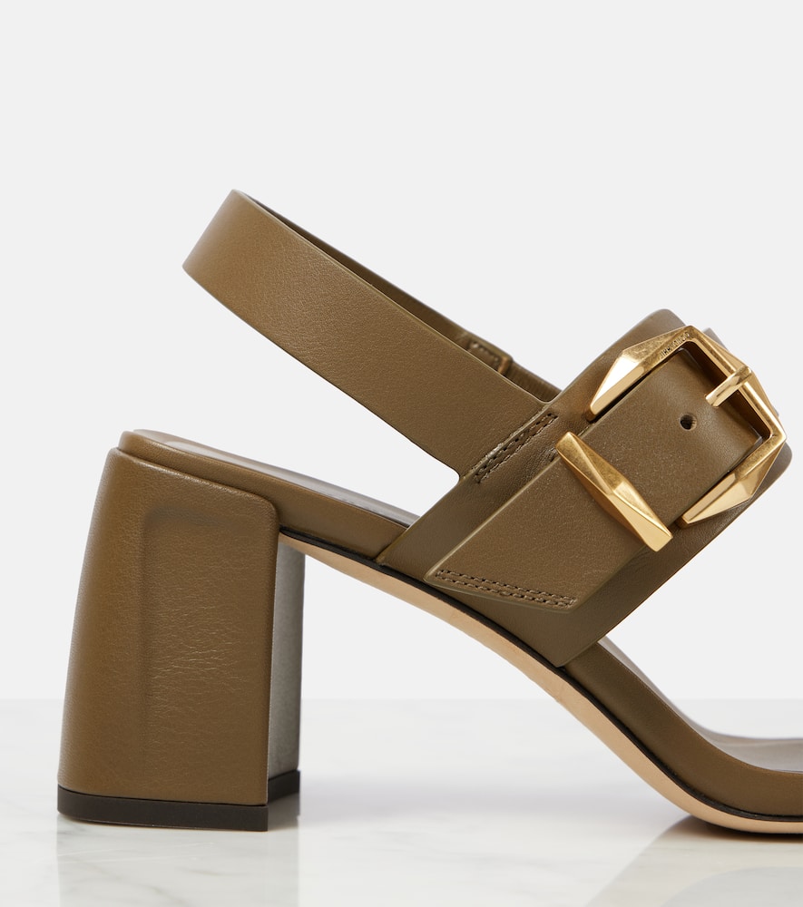 Jimmy Choo Hawke 70 Leather Sandals In Caper Green/gold