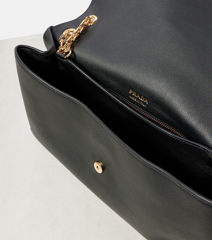Prada Medium Leather Shoulder Bag In Black
