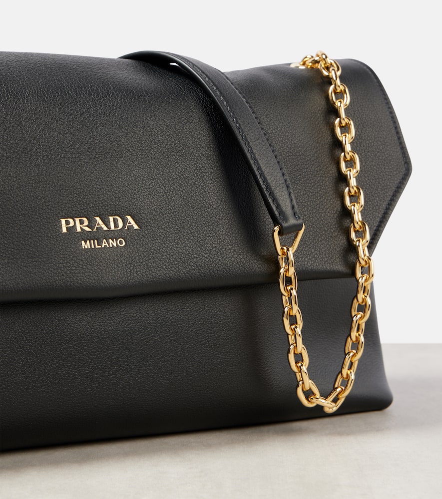 Prada Medium Leather Shoulder Bag In Black