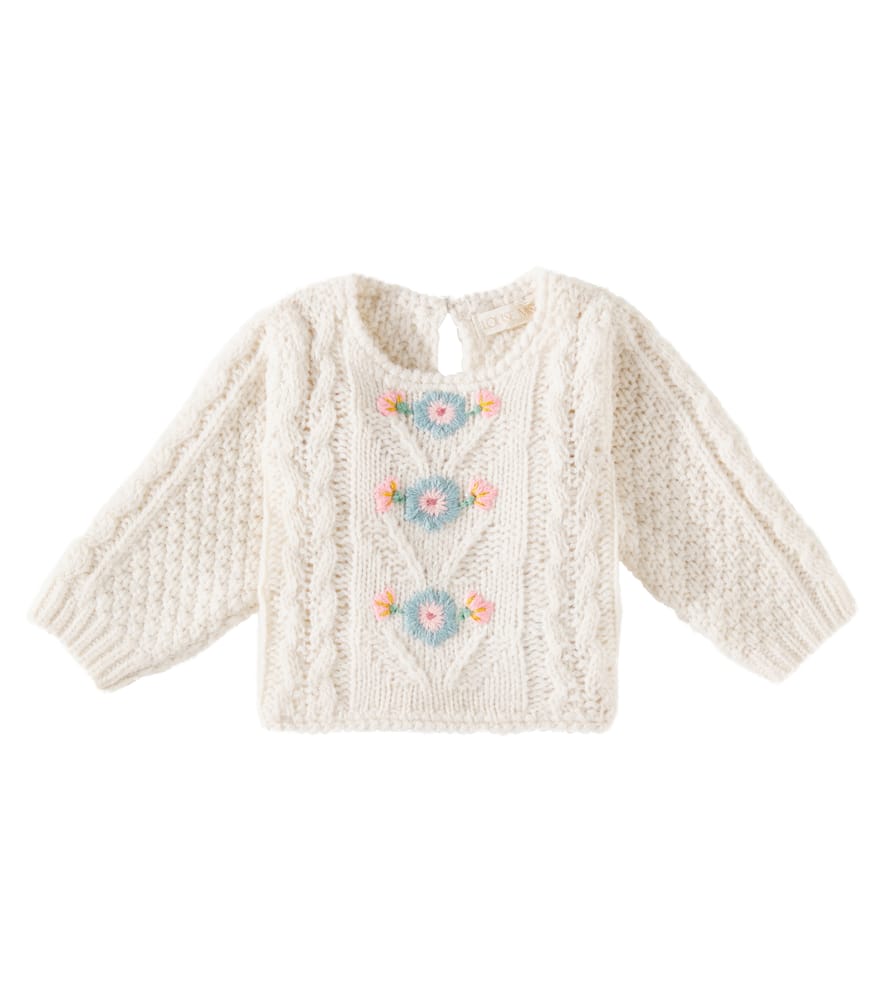 Louise Misha Vinia cable-knit embroidered sweater