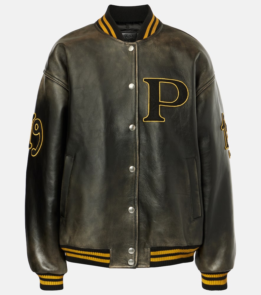 Leather varsity jacket