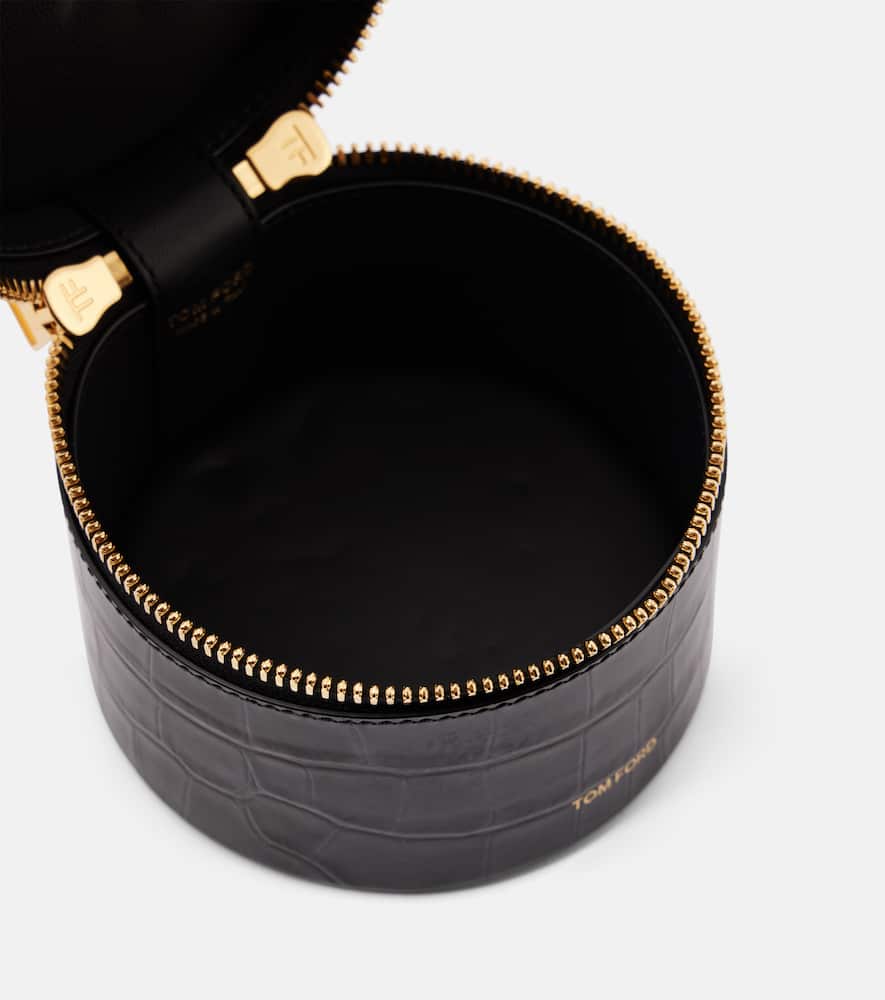 Tom Ford Audrey Mini Croc-effect Leather Vanity Bag In Black
