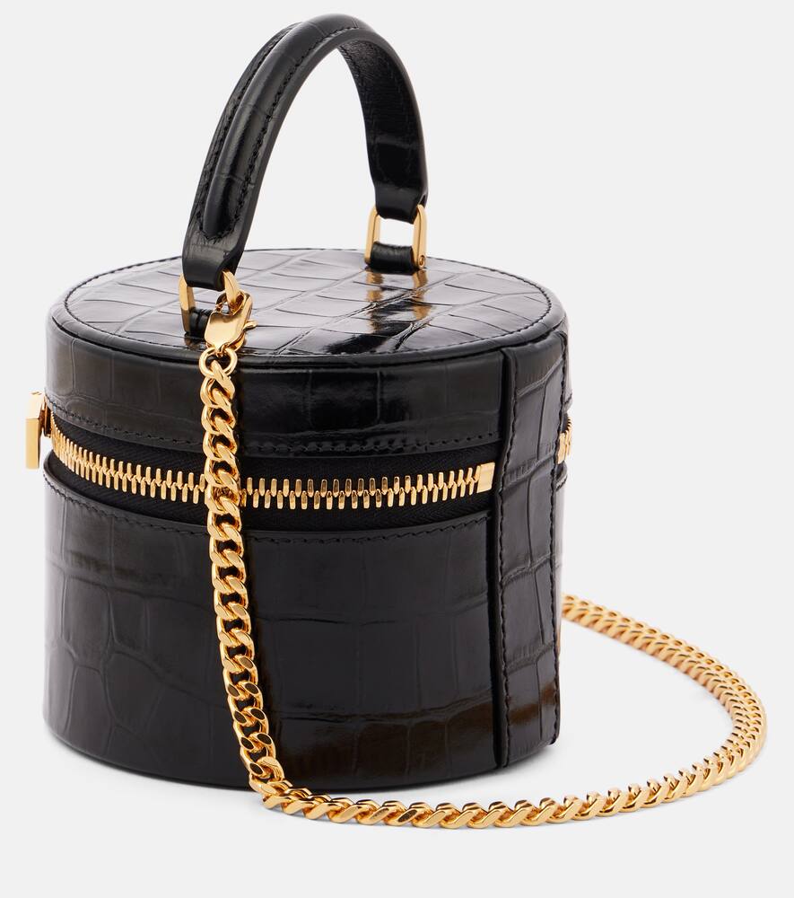 Tom Ford Audrey Mini Croc-effect Leather Vanity Bag In Black