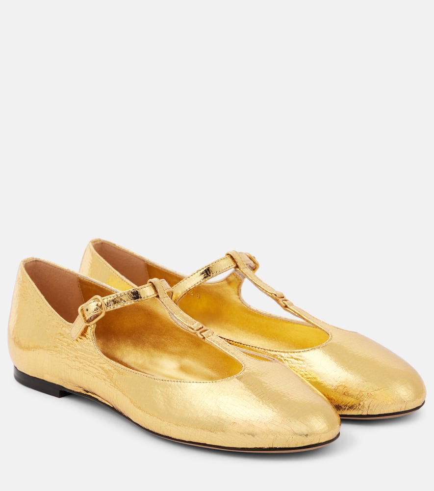 Chloé Chloe Marcie Metallic-leather Ballet Flats In Gold