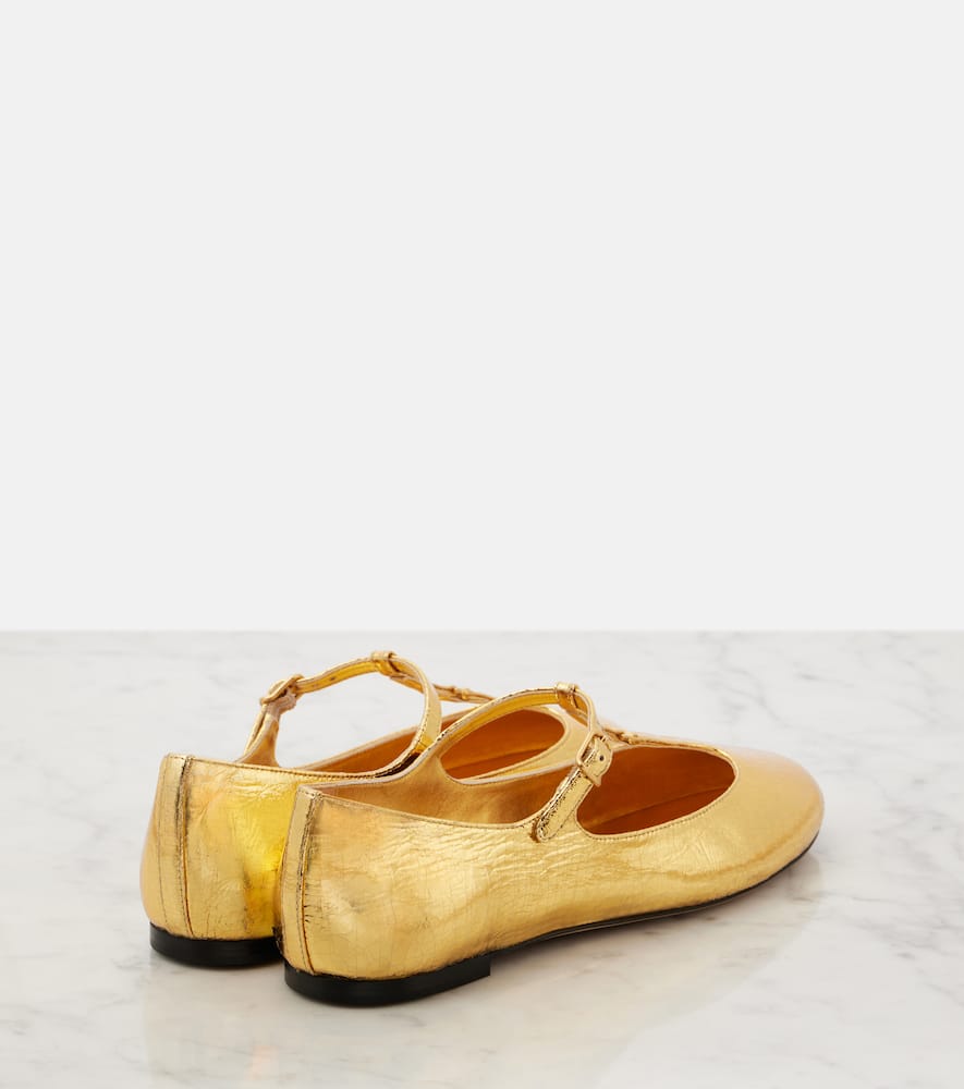 Chloé Chloe Marcie Metallic-leather Ballet Flats In Gold