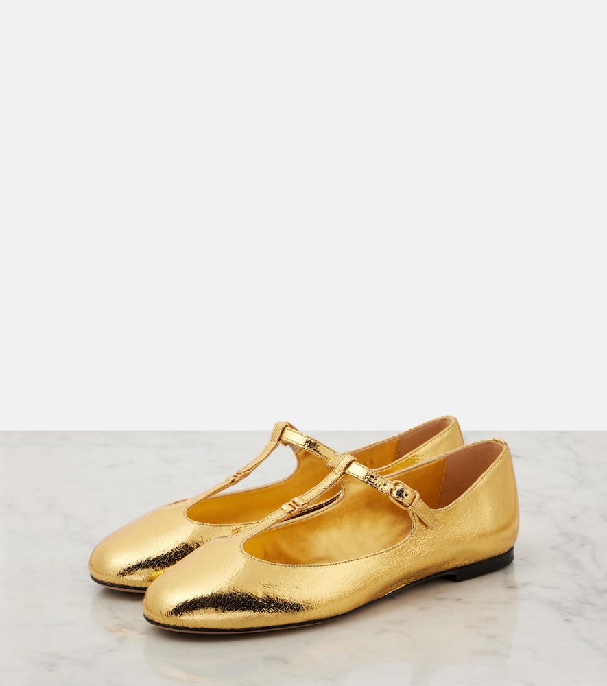 Chloé Chloe Marcie Metallic-leather Ballet Flats In Gold