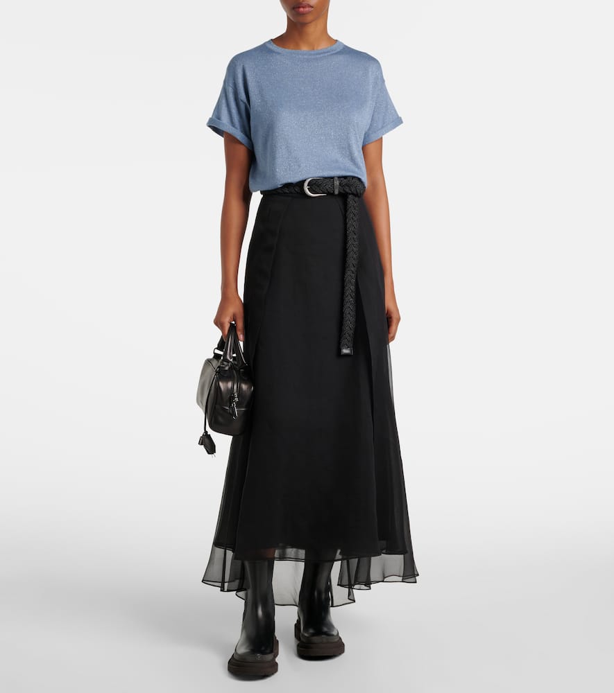 Brunello Cucinelli Cashmere Silk Lurex T-shirt In Blau