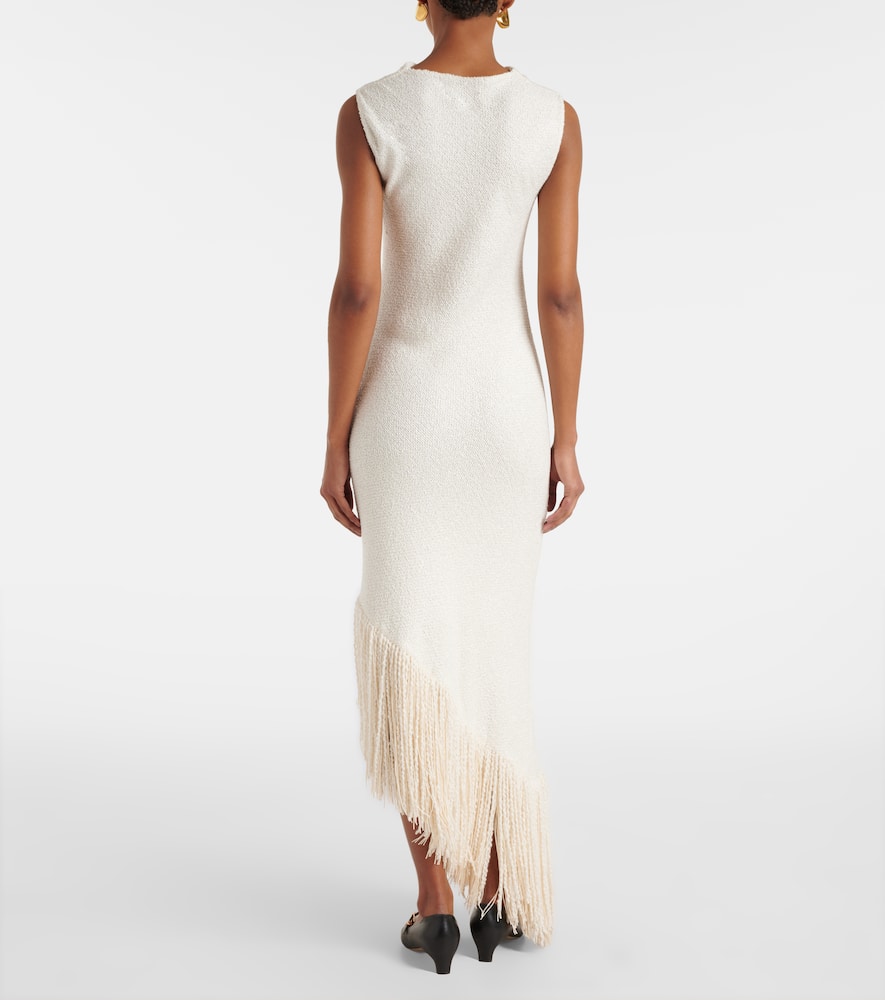Gabriela Hearst Awar Fringe Maxi Dress In Ivory Silk Boucle In White