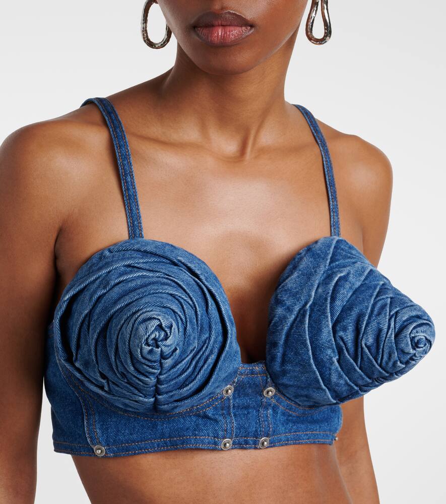Shop Jean Paul Gaultier Denim Bra Top In Blue