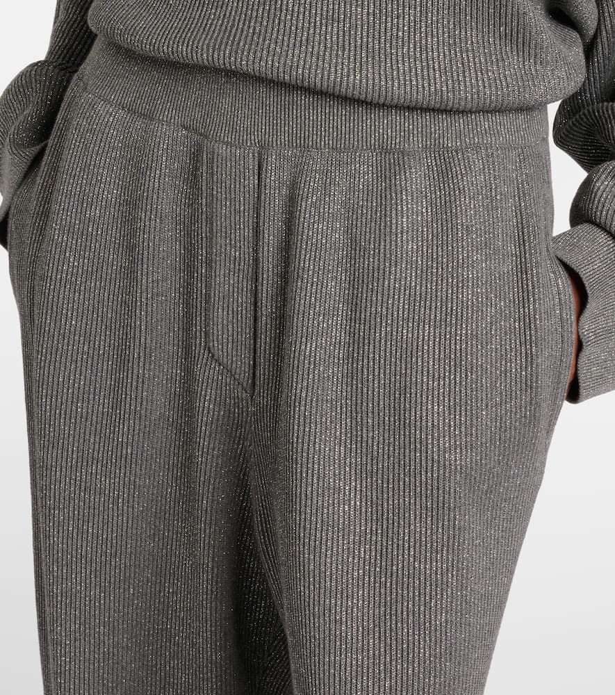 Brunello Cucinelli Pinstripe Wool Wide Flared Pants With Cuffs In Grey