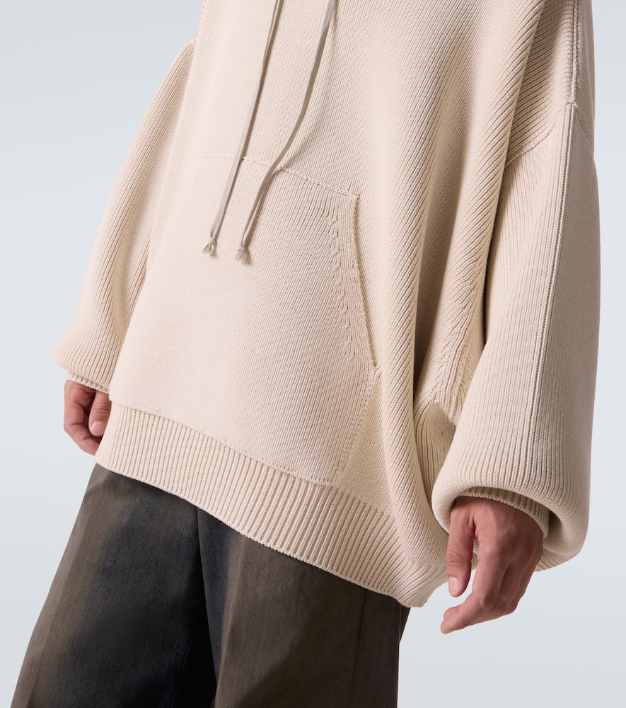 Rick Owens Hun Ribbed-knit Virgin Wool Hoodie In White