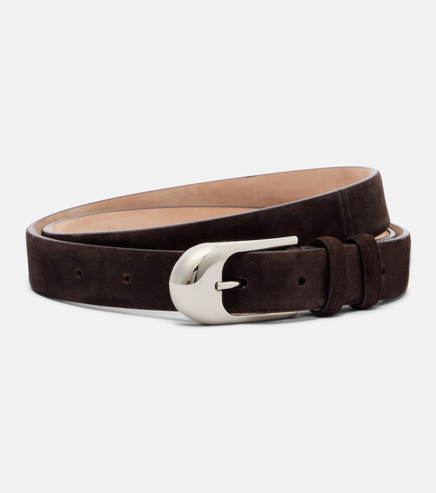 Khaite Dome 25mm Suede Belt In Brown