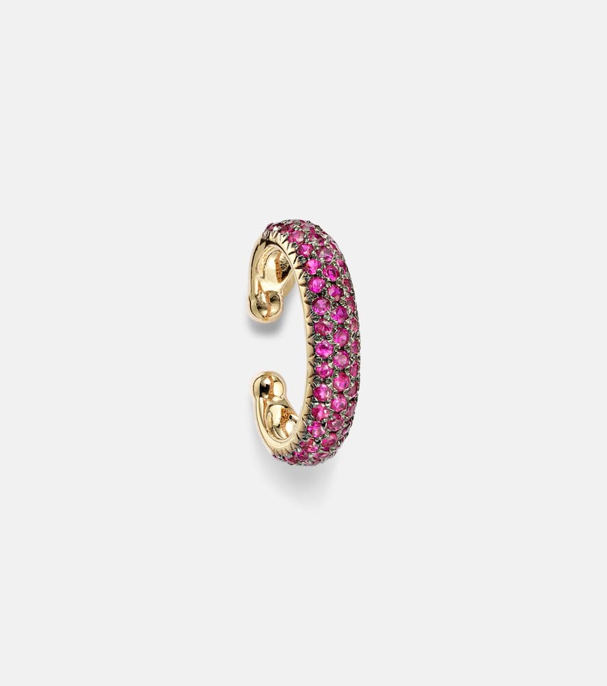 Jumbo 18kt gold ear cuff with rubies