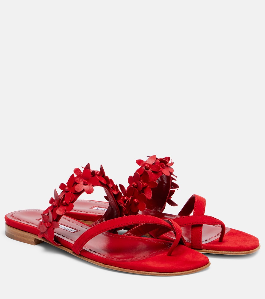 Manolo Blahnik Mules Fiosa en daim fleurs 766 €
