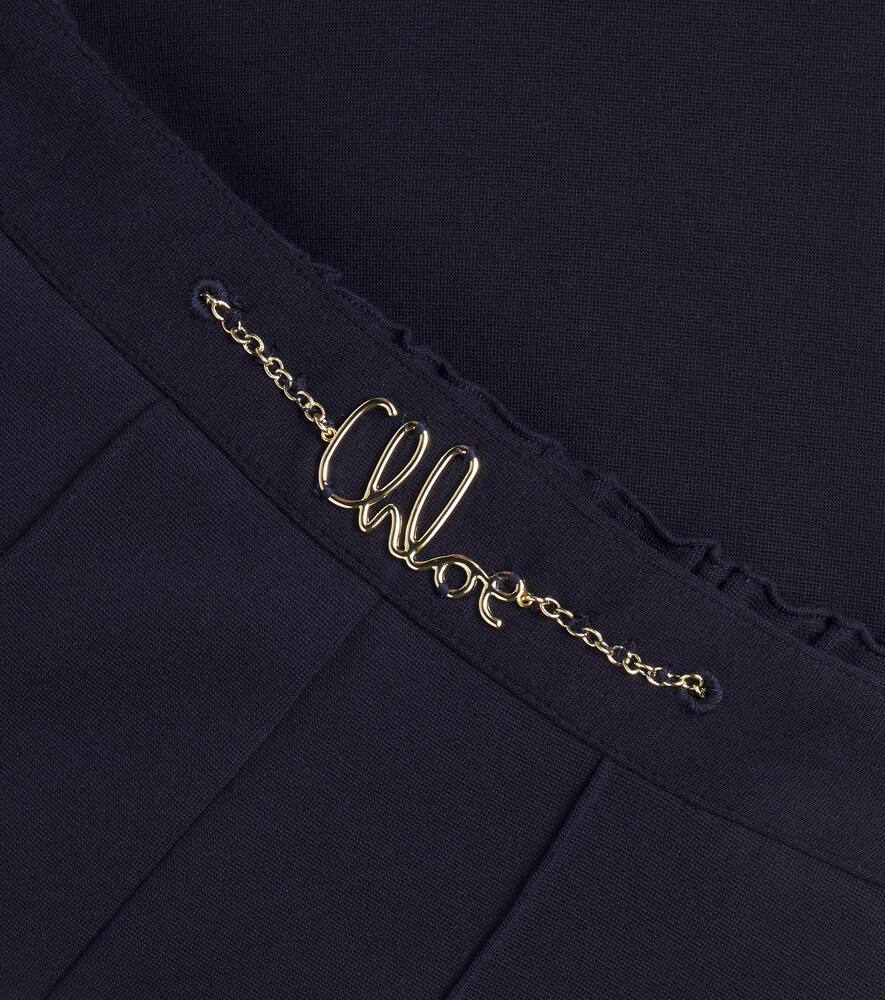 Chloé Kids Logo Wide-leg Pants In Black