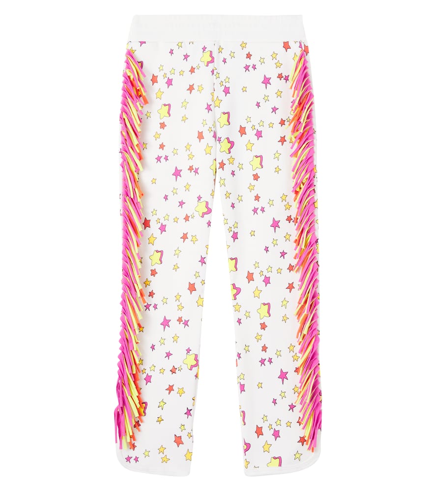 Stella Mccartney Fringed Printed Cotton Jersey Sweatpants In Multi