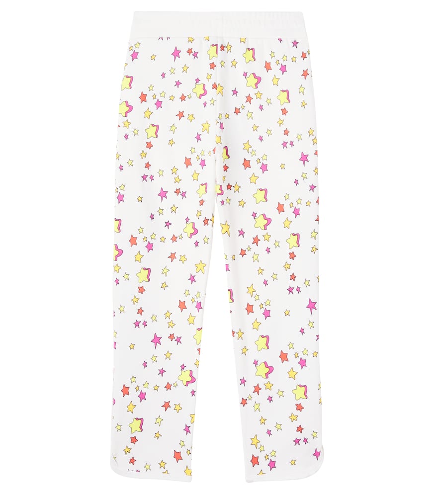 Stella Mccartney Fringed Printed Cotton Jersey Sweatpants In Multi