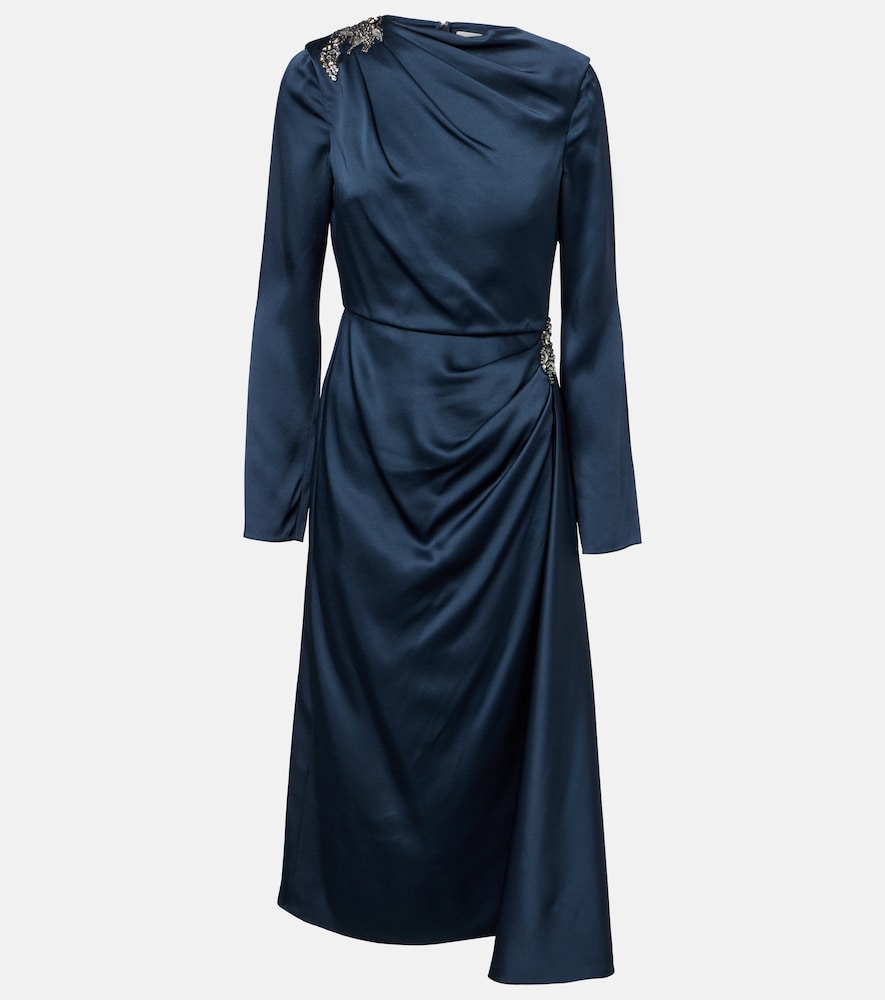 Erdem Crystal-embellished satin cady cocktail dress