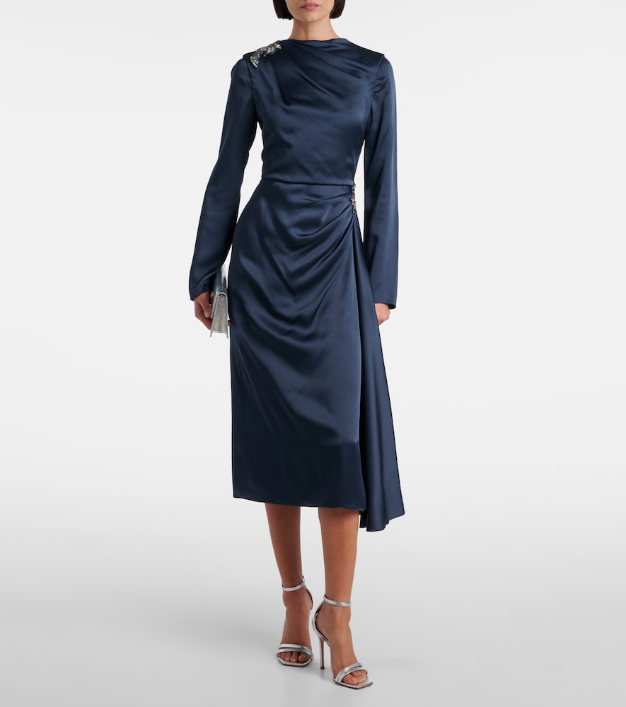 Erdem Crystal-embellished satin cady cocktail dress