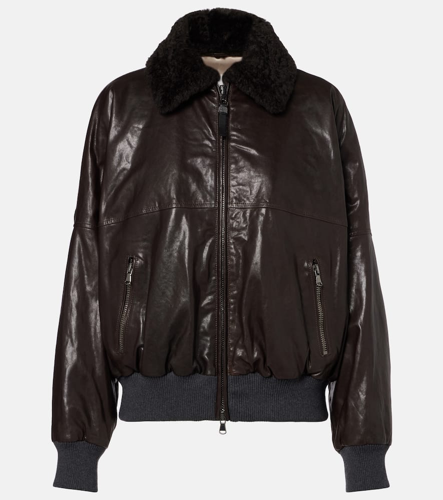 Brunello Cucinelli Leather Blouson In Brown