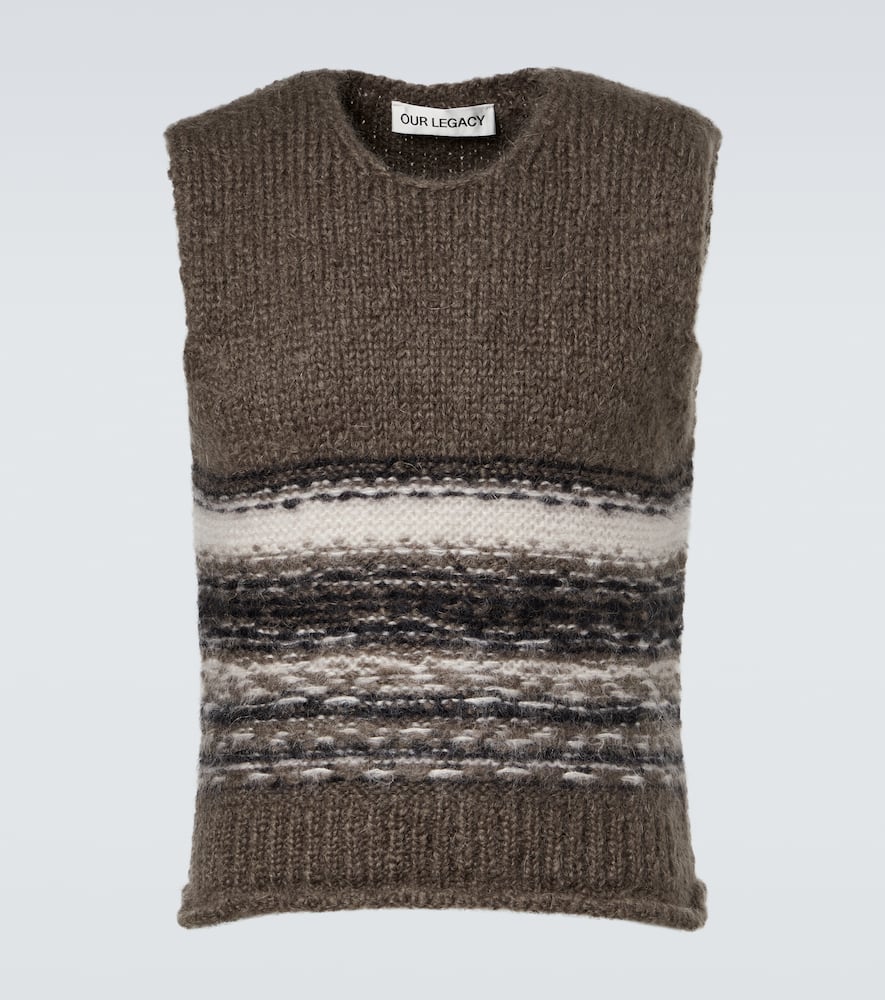 Our Legacy Pleaser Striped Wool-blend Sweater Vest In Brown