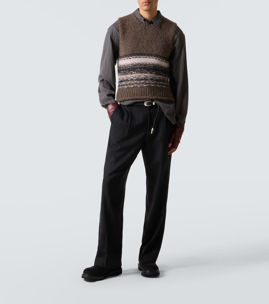 Our Legacy Pleaser Striped Wool-blend Sweater Vest In Brown