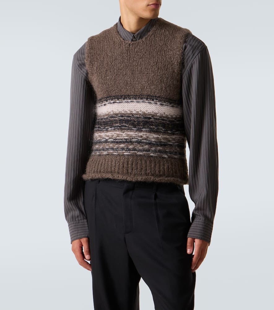 Our Legacy Pleaser Striped Wool-blend Sweater Vest In Brown