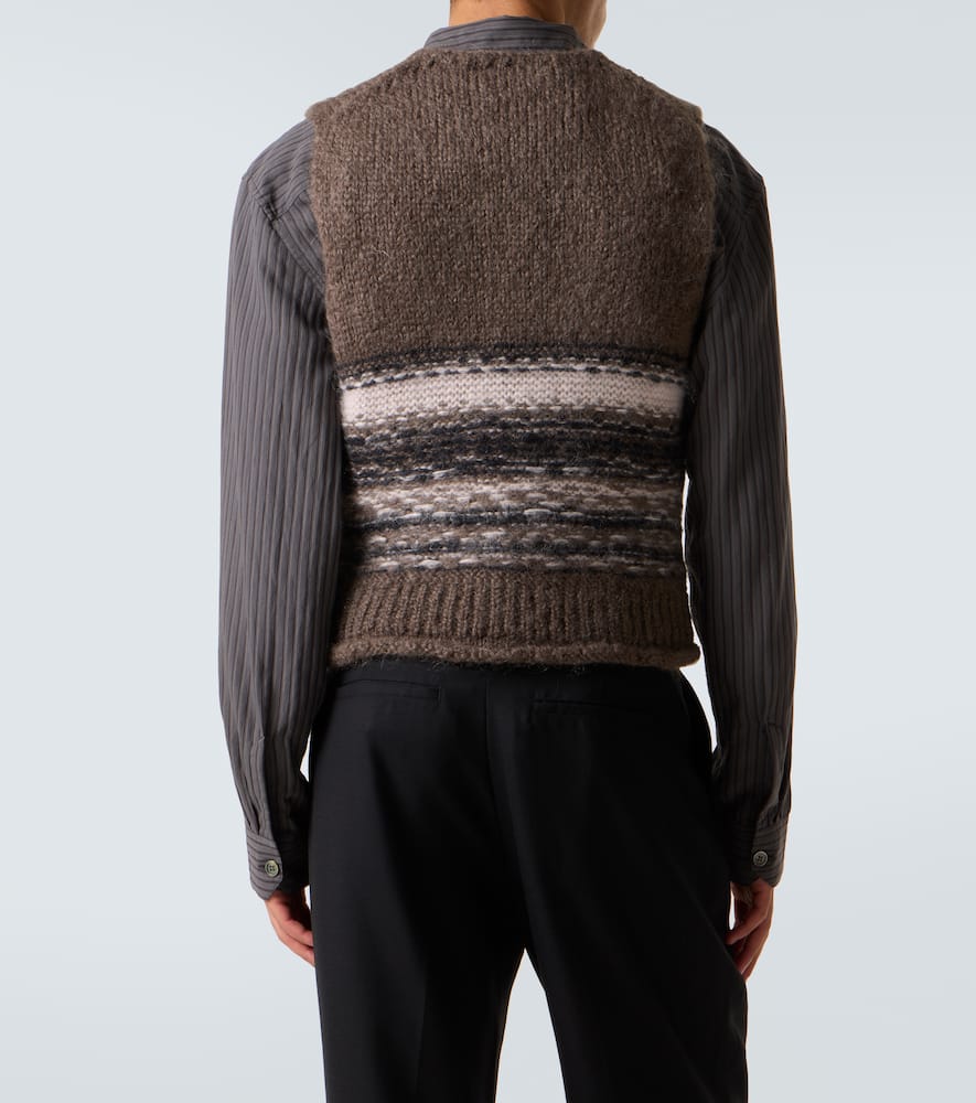 Our Legacy Pleaser Striped Wool-blend Sweater Vest In Brown