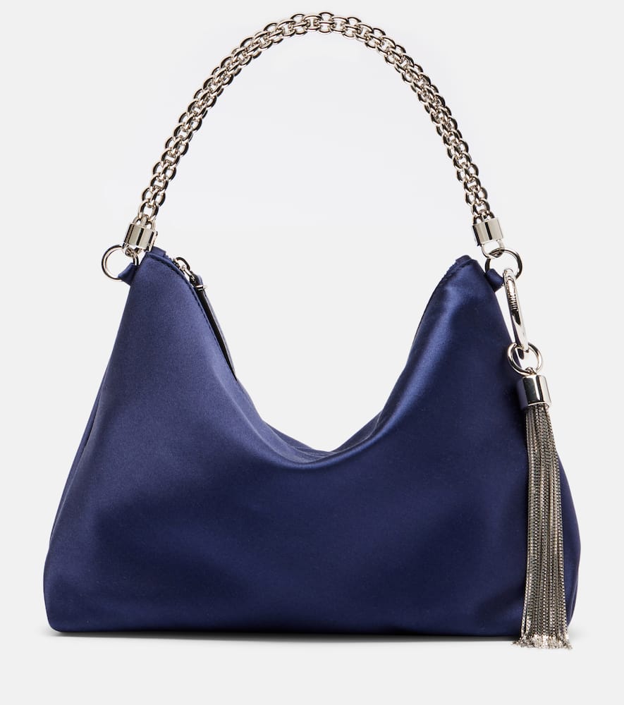 Jimmy Choo Callie Small Satin Clutch In Blue