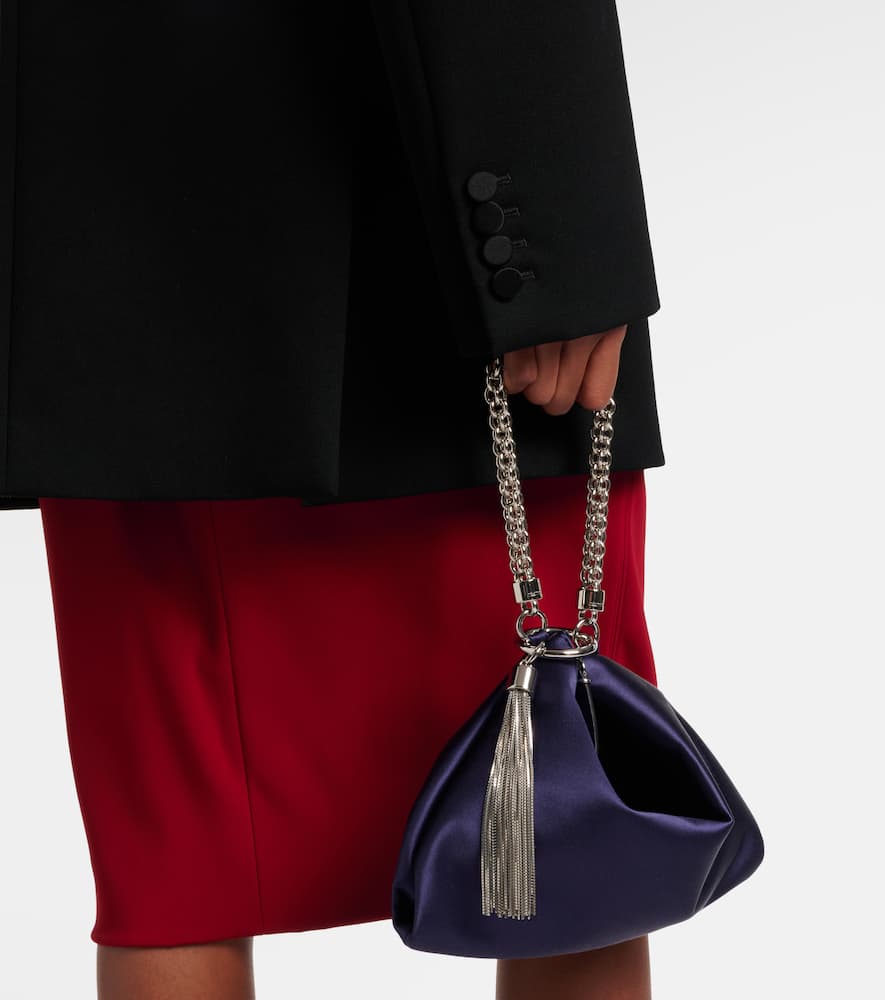 Jimmy Choo Callie Small Satin Clutch In Blue