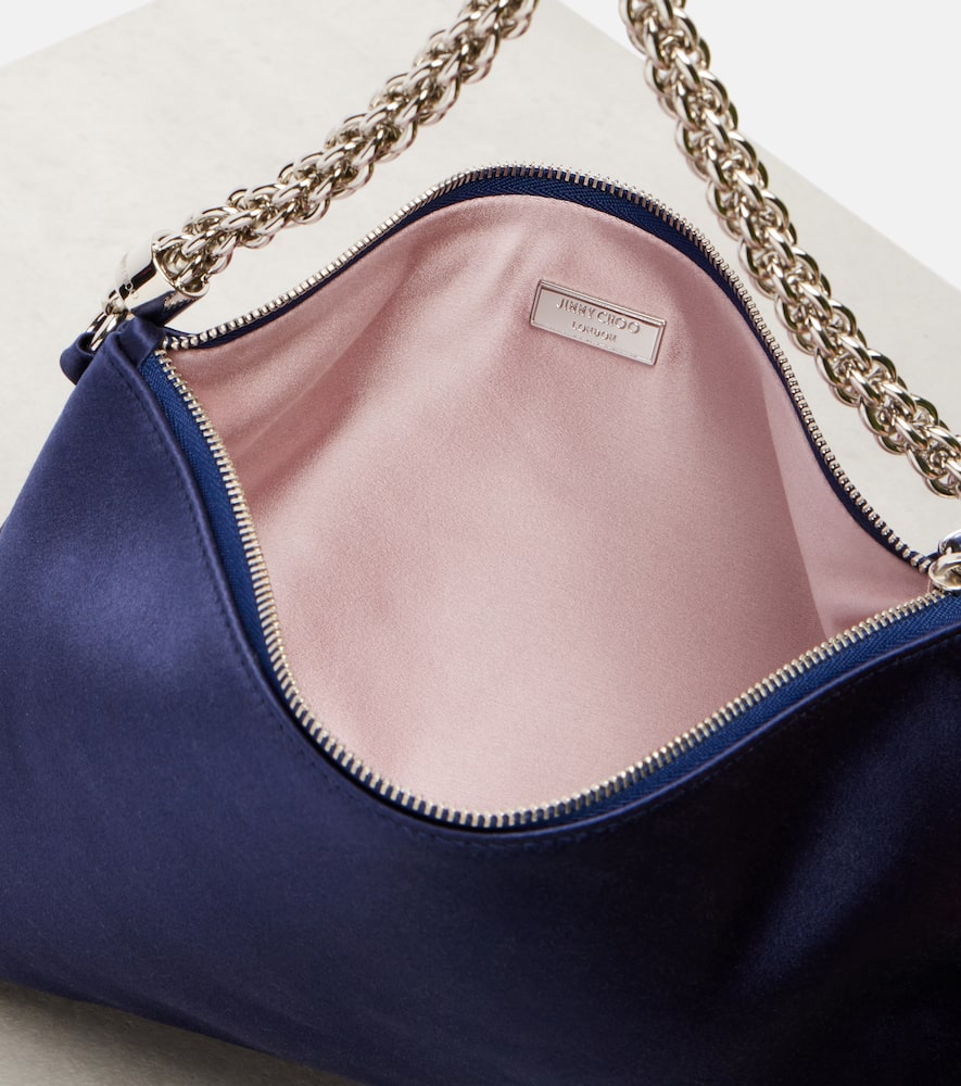 Jimmy Choo Callie Small Satin Clutch In Blue