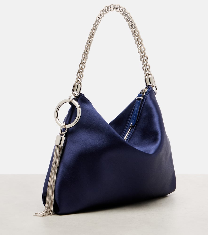Jimmy Choo Callie Small Satin Clutch In Blue