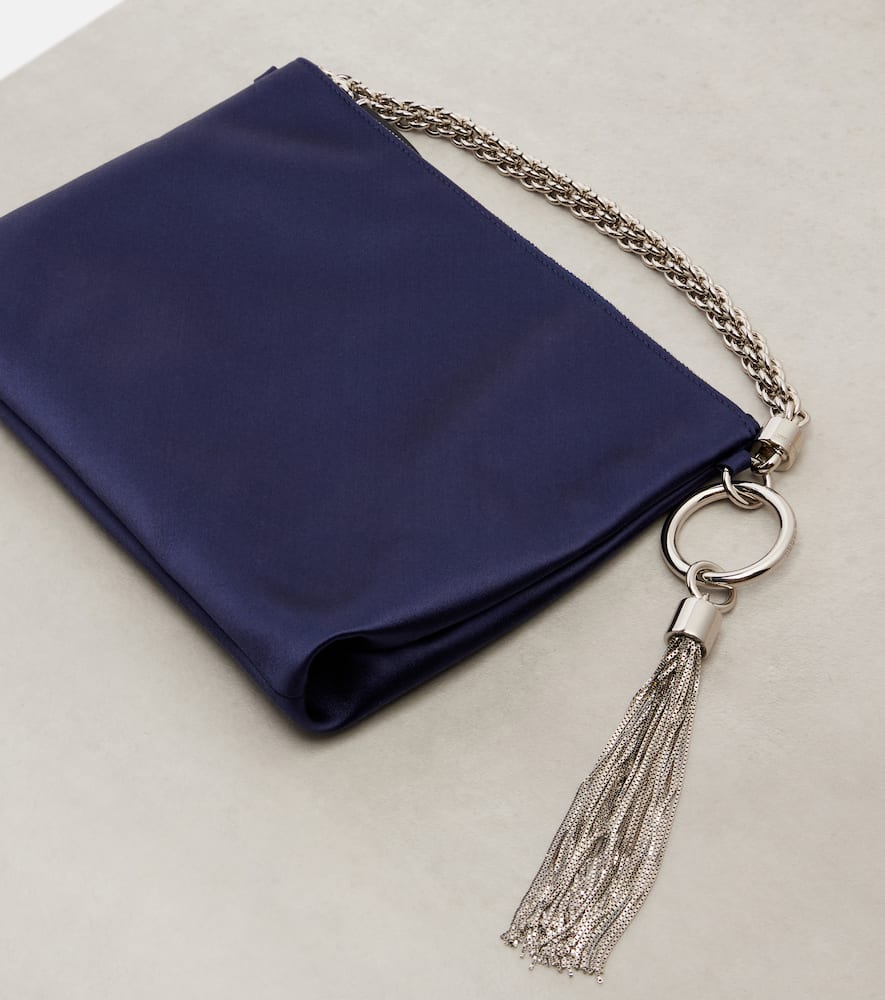 Jimmy Choo Callie Small Satin Clutch In Blue