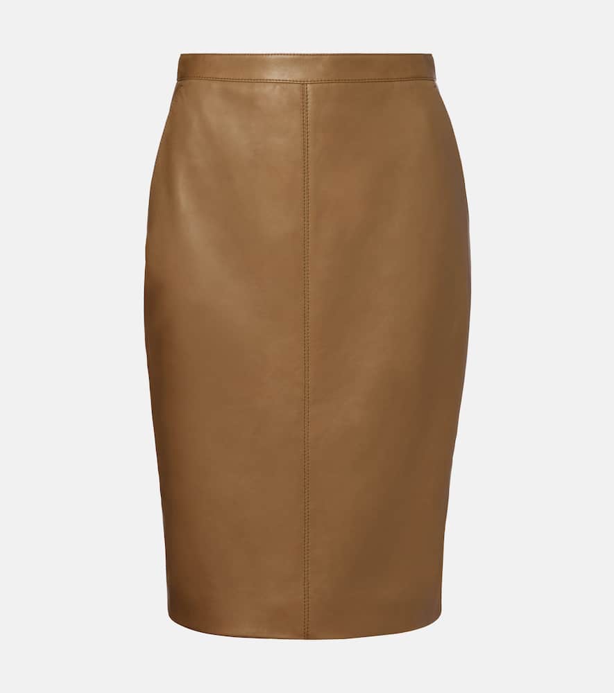 Saint Laurent High-rise Leather Pencil Skirt In Green
