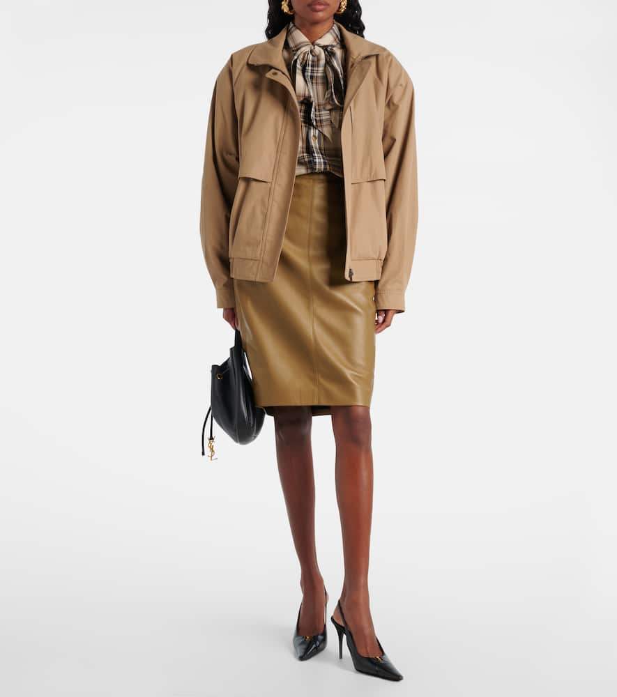 Saint Laurent High-rise Leather Pencil Skirt In Green