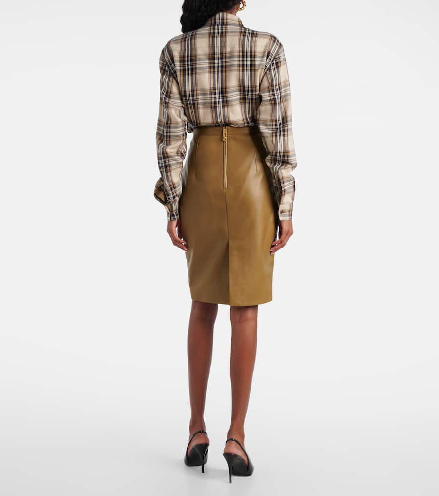 Saint Laurent High-rise Leather Pencil Skirt In Green
