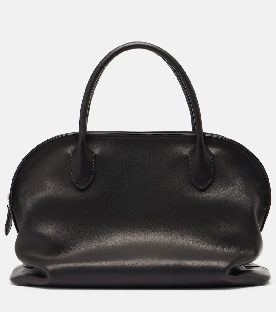 The Row Agnes Leather Tote Bag In Black