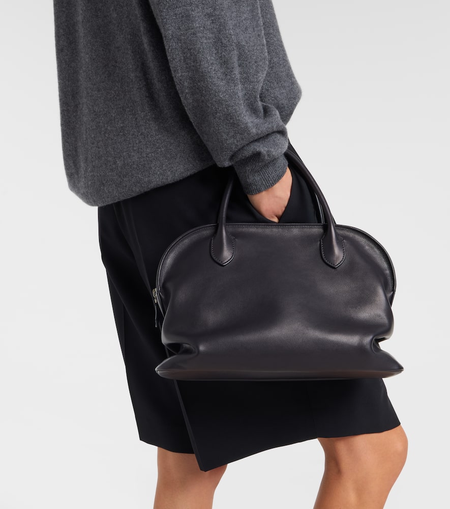 The Row Agnes Leather Tote Bag In Black