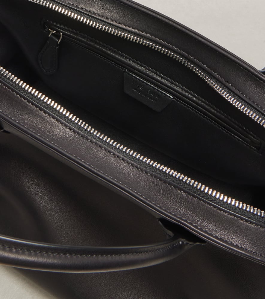 The Row Agnes Leather Tote Bag In Black