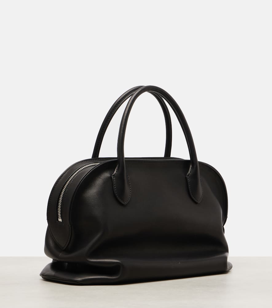 The Row Agnes Leather Tote Bag In Black