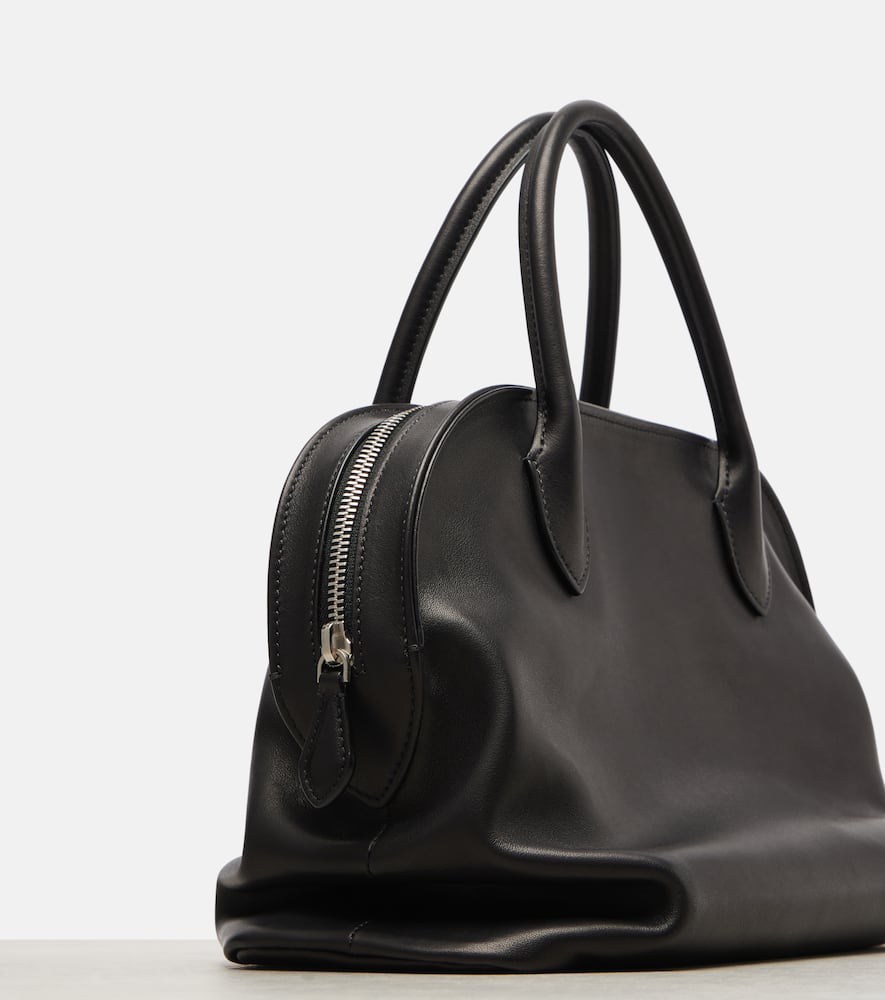 The Row Agnes Leather Tote Bag In Black