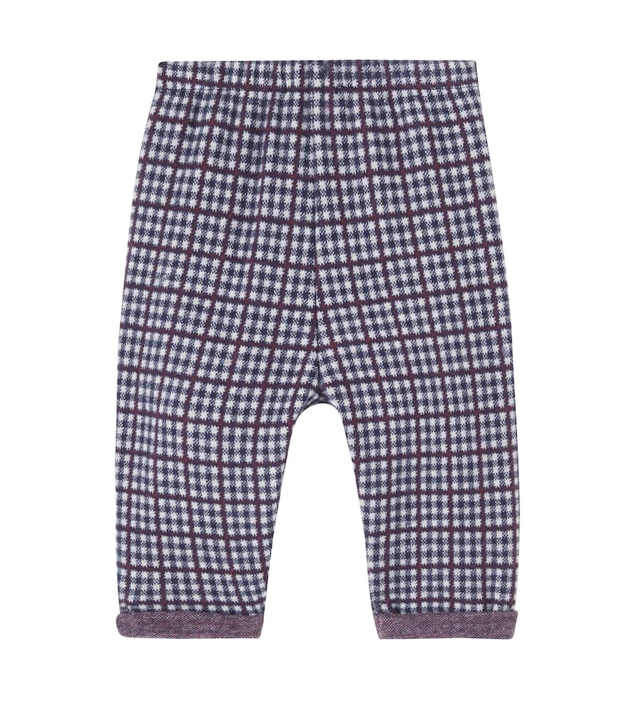 1+ In The Family Baby Simon Checked Cotton-blend Pants In Blue