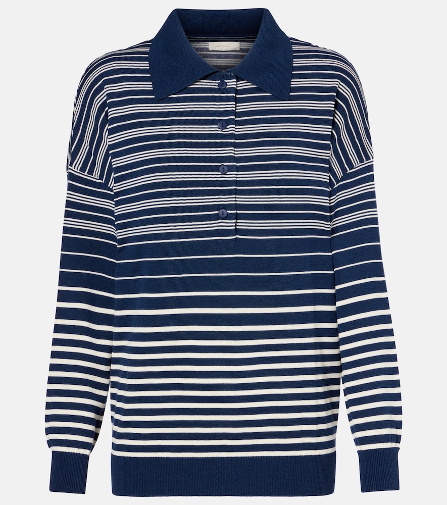 Faithfull Harlow Striped Oversized Polo Sweater In Blue