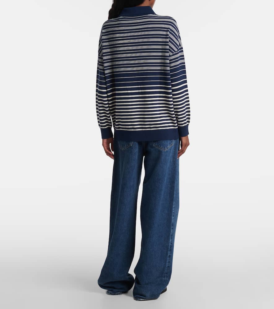 Faithfull Harlow Striped Oversized Polo Sweater In Blue