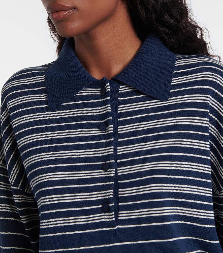 Faithfull Harlow Striped Oversized Polo Sweater In Blue