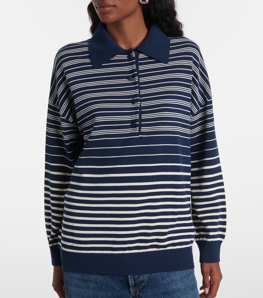 Faithfull Harlow Striped Oversized Polo Sweater In Blue