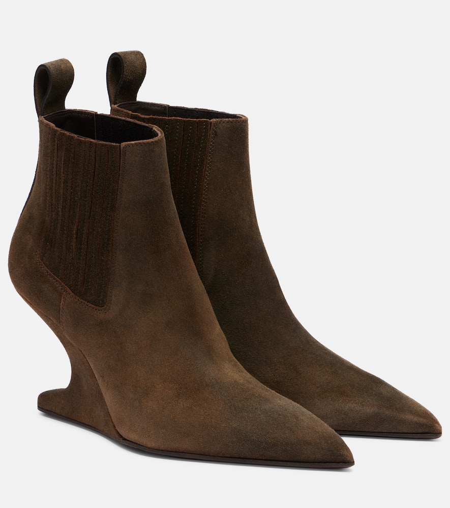 Rick Owens Suede Ankle Boots In Brown